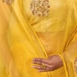 Yellow Antique Flower Organza Saree | All Over Antique Butta Work | Jaipurio Designer Collection